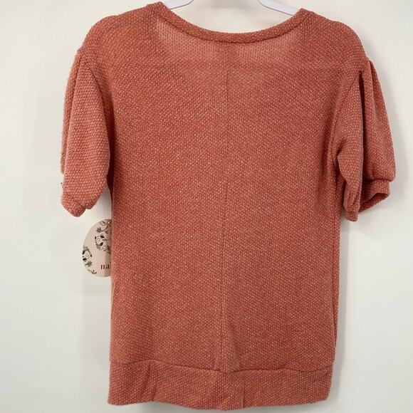 Naif Pink Short Sleeve Textured Soft Shirt Light Weight Sweater NEW Size Small - Picture 2 of 9